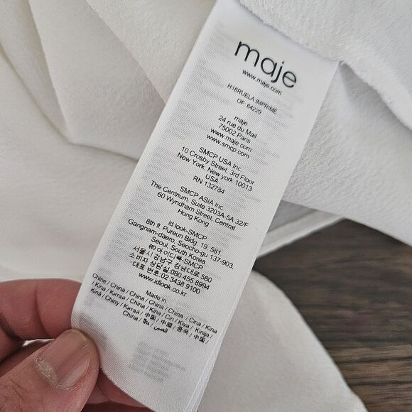 Maje White Viscose Blouse Size 1 – runs small, best fits US Women's XS. - Picture 8 of 9